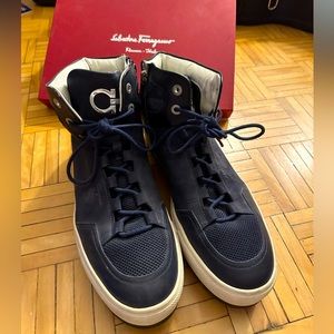 Navy Salvatore Ferragamo High Top Sneakers (US 11)